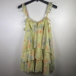 Wild Fable‎ Yellow Floral Tiered Ruffle Mini Dress Size Large NWT 331 09 3365
